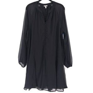 NWT Joie Limited Edition Balloon Sleeve Mini Dress Caviar Semi‎ Sheer Size LARGE